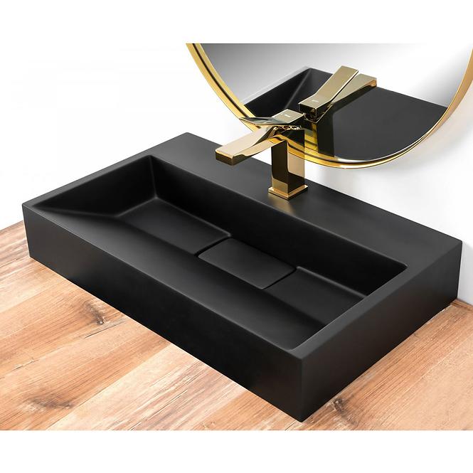 Mosdókagyló a falra Goya Black Mat 60 konglomerátum