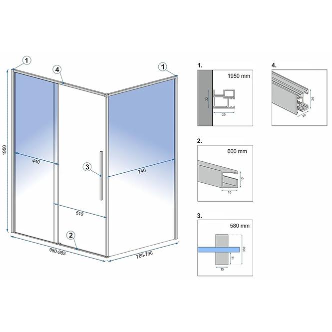 Zuhanykabin Solar Gold 100x80