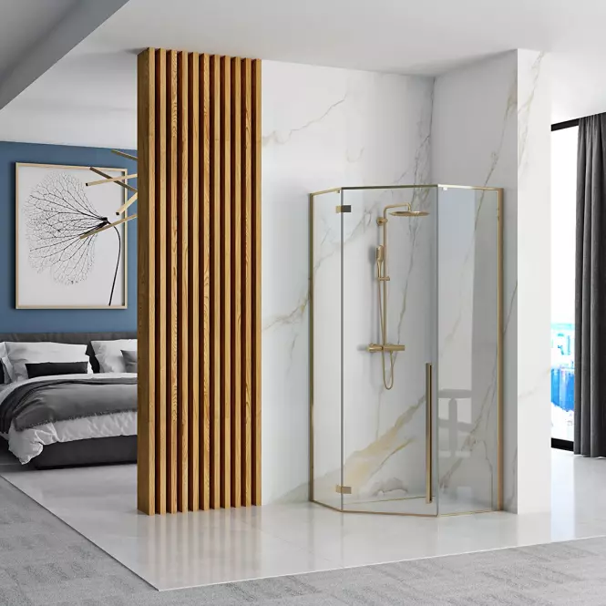 Zuhanykabin Diamond gold 90x90x195
