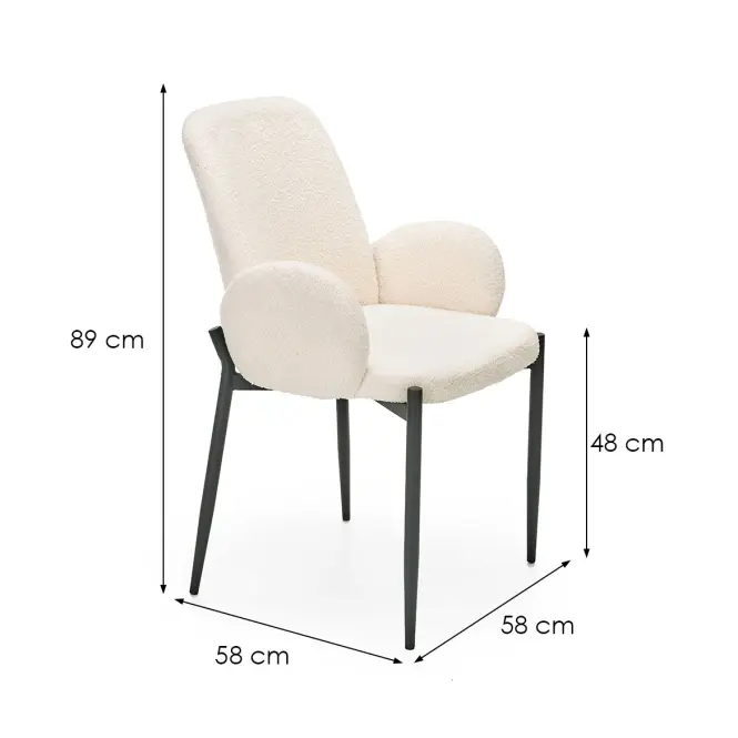 Szék K477 szövet boucle/fém krém 58x58x89,13