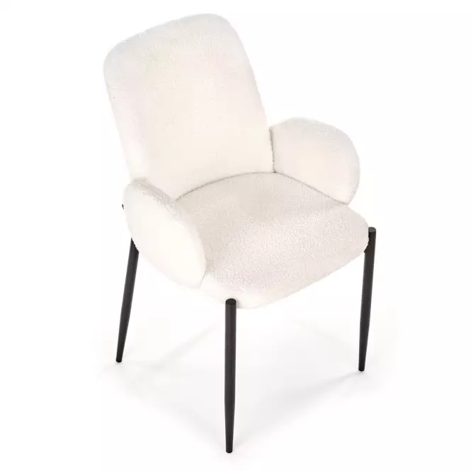 Szék K477 szövet boucle/fém krém 58x58x89