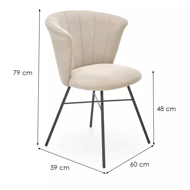 Szék K459 szövet/fém bézs 60x59x79