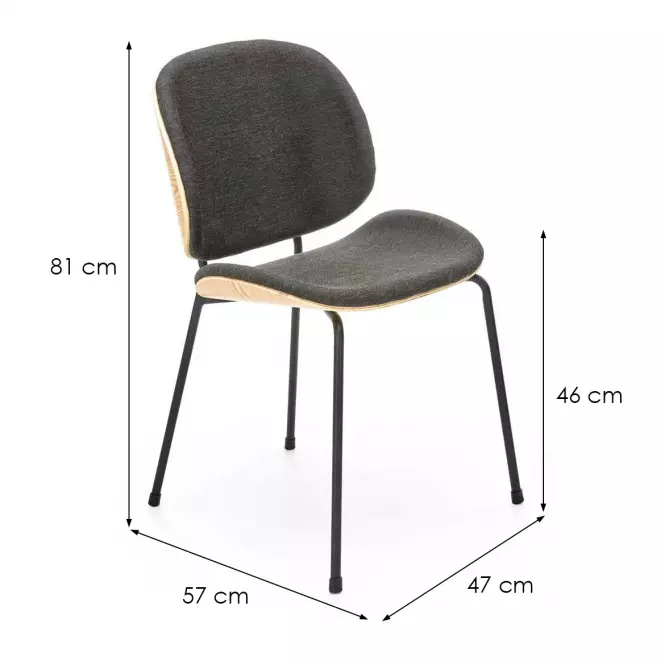 Szék K467 szövet/falap/fém tölgy/sötét hamu