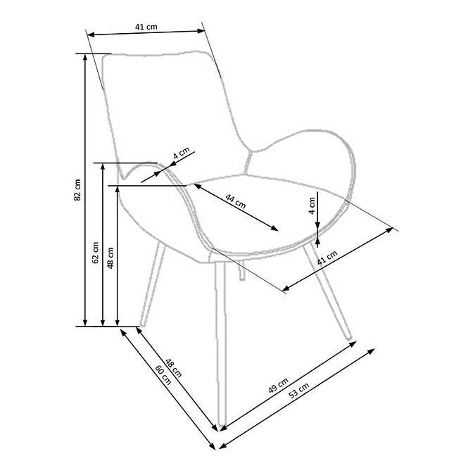 Szék K392 szövet/fém sötét hamu/barna 53x60x82