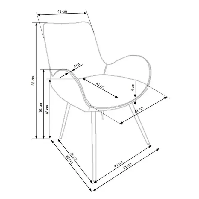 Szék K392 szövet/fém sötét hamu/barna 53x60x82,12
