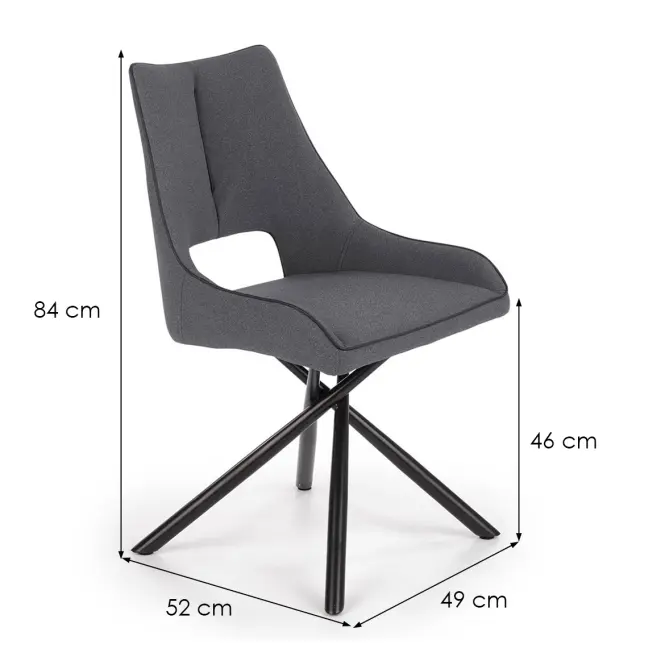 Szék K409 szövet/fém sötét hamu 49x52x84