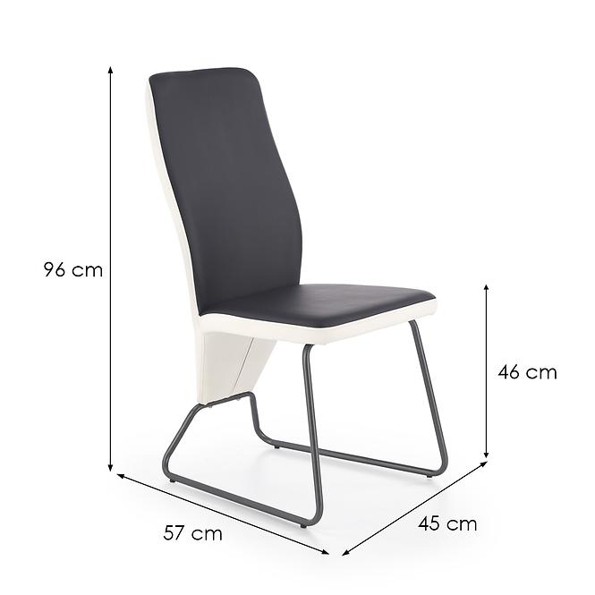 Szék K300 ekobőr/fém fehér/fekete 46x59x96