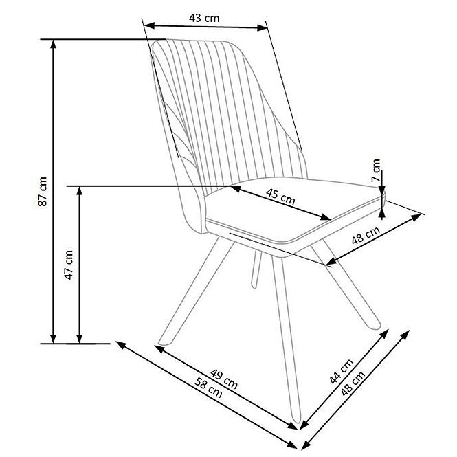 Szék K206 fém/ekobőr fehér 48x58x87,4