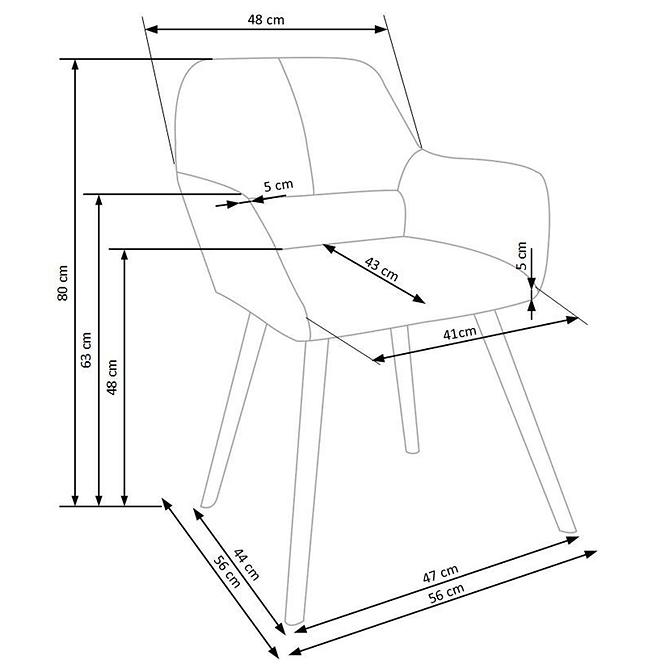 Szék K283 szövet/fa hamu 56x56x80