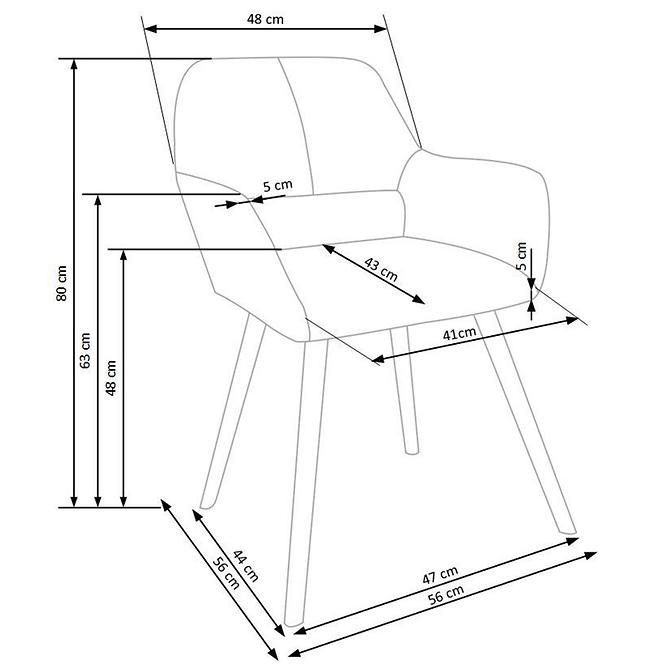 Szék K283 szövet/fa bézs 56x56x80,9