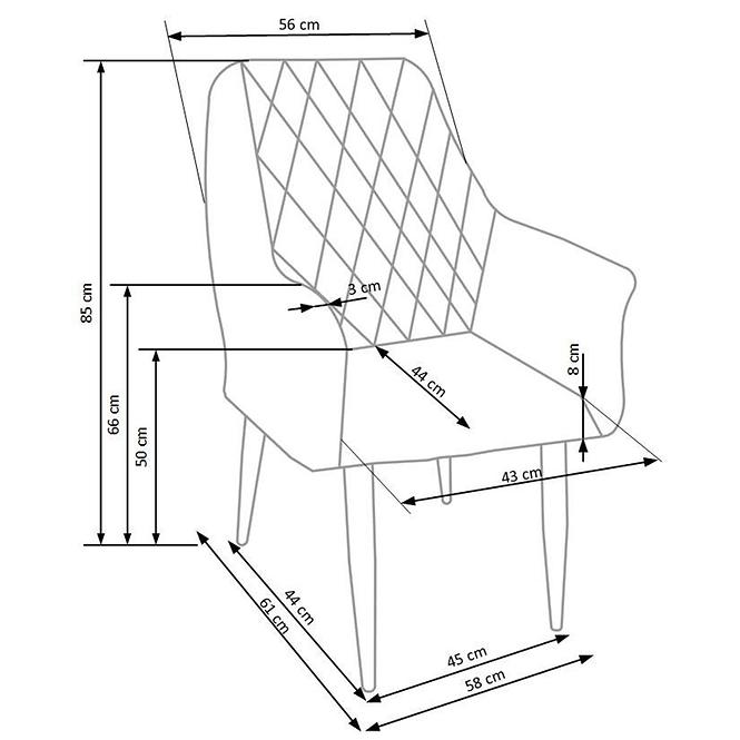 Szék K287 ekobőr/fém hamu 58x61x85