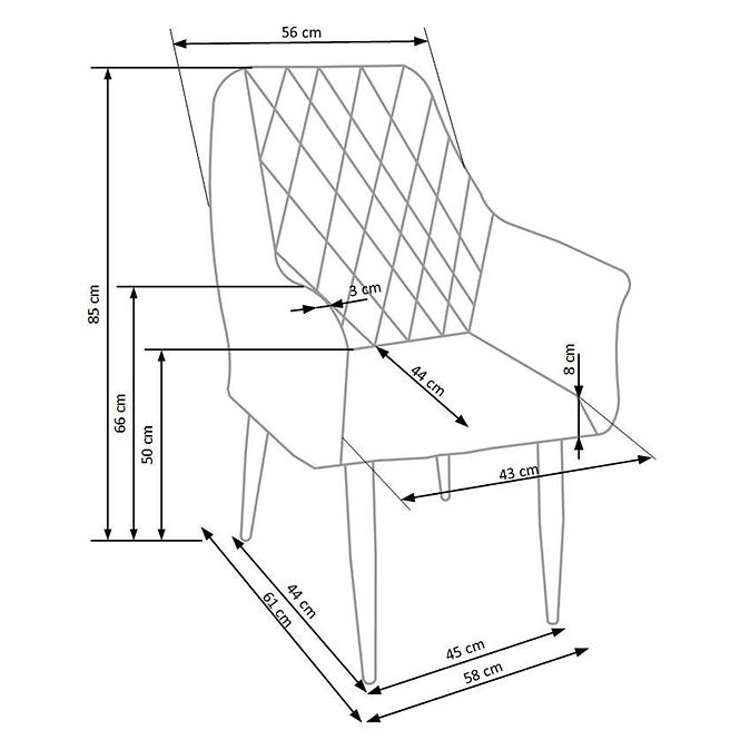 Szék K287 ekobőr/fém granát 58x61x85