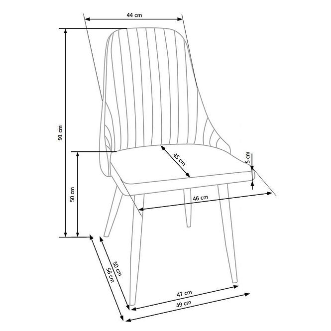 Szék K285 szövet/fém sötét hamu 56x49x91