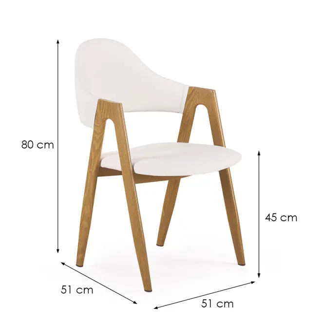 Szék K247 ekobőr/fém fehér 53x57x80