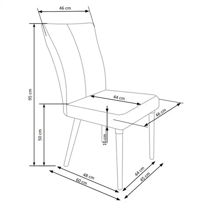 Szék K273 szövet/fa sötét hamu 45x60x95