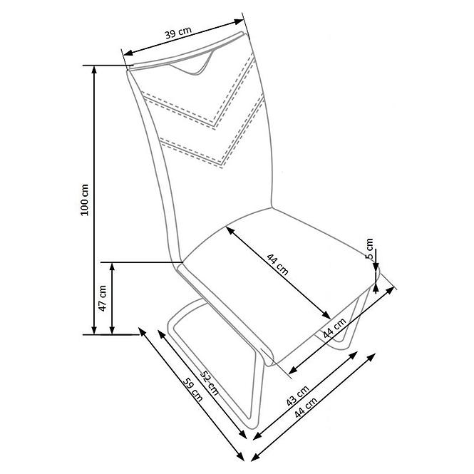 Szék K224 fém/ekobőr hamu 44x59x100,3