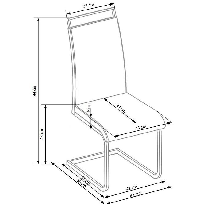 Szék K250 fém/ekobőr fehér 42x59x99