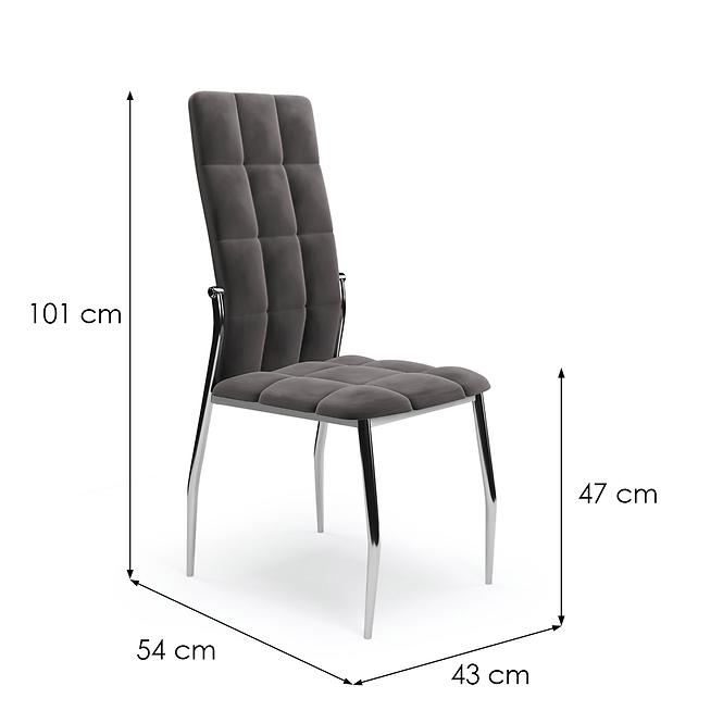 Szék K416 velvet/fém hamu 43x54x101