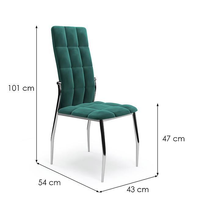 Szék K416 velvet/fém sötét zöld 43x54x101