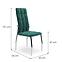 Szék K416 velvet/fém sötét zöld 43x54x101,2