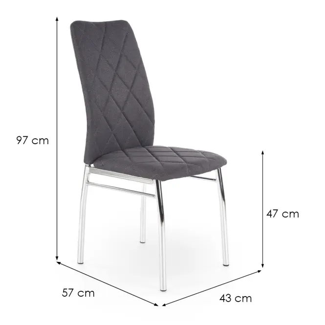 Szék K309 szövet/fém sötét hamu 43x57x97,8