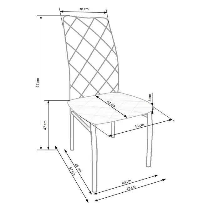 Szék K309 szövet/fém sötét hamu 43x57x97,9