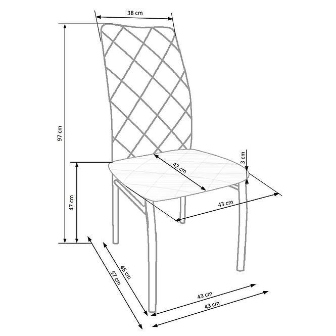Szék K309 szövet/fém svetlá bézs 43x57x97