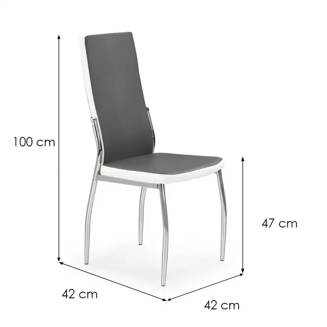 Szék K210 fém/ekobőr hamu-fehér 43x54x101