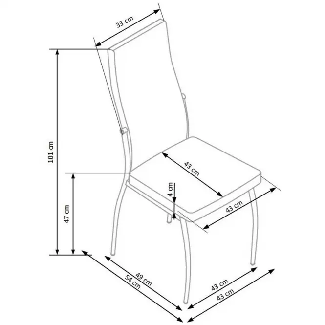 Szék K210 fém/ekobőr hamu-fehér 43x54x101