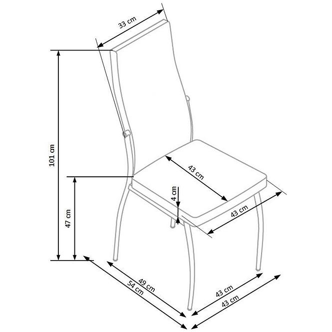 Szék K210 fém/ekobőr hamu-fehér 43x54x101