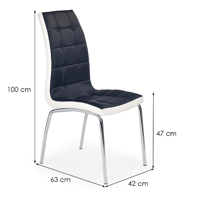 Szék K186 fém/ekobőr fekete-fehér 42x63x96