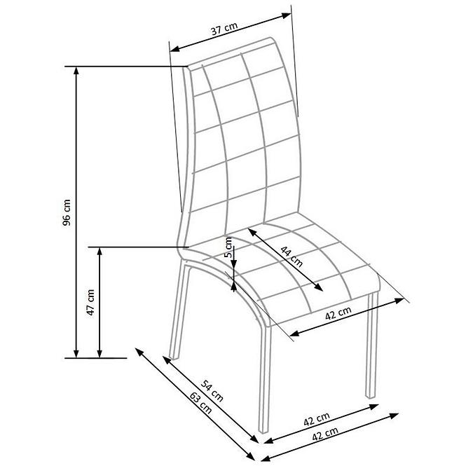 Szék K186 fém/ekobőr fekete-fehér 42x63x96