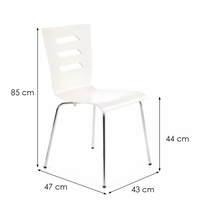 Szék K155 fém/fa fehér 46x47x85