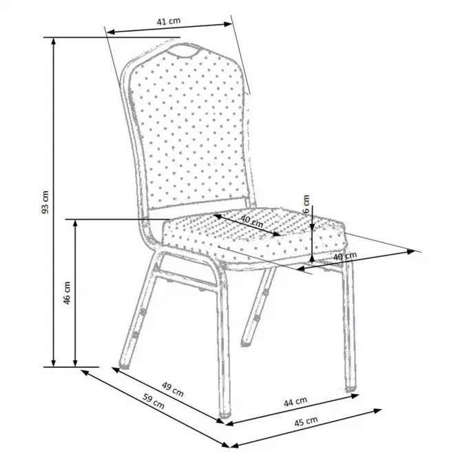 Szék K66S fém/szövet strieborná/kék 45x59x93