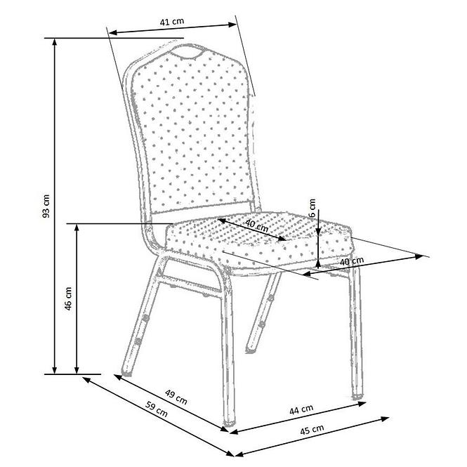Szék K66S fém/szövet strieborná/kék 45x59x93