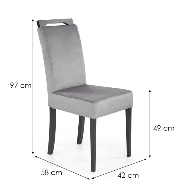 Szék Clarion 2 fa/velvet fekete/monolit 85