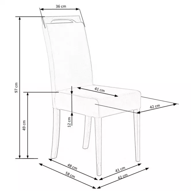 Szék Clarion 2 fa/velvet fekete/monolit 77