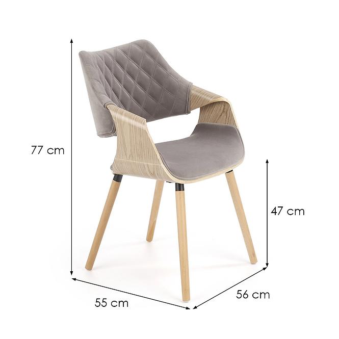 Szék K396 fa/velvet világos tölgy/hamu 56x55x77