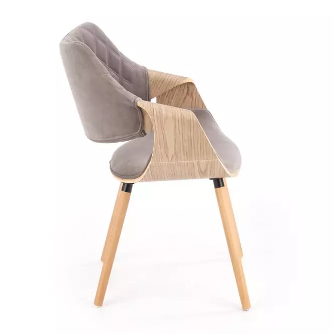 Szék K396 fa/velvet világos tölgy/hamu 56x55x77