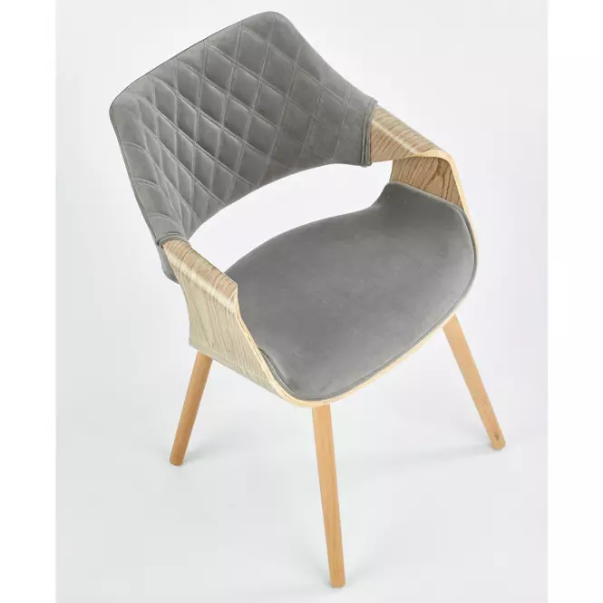 Szék K396 fa/velvet világos tölgy/hamu 56x55x77