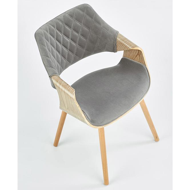 Szék K396 fa/velvet világos tölgy/hamu 56x55x77