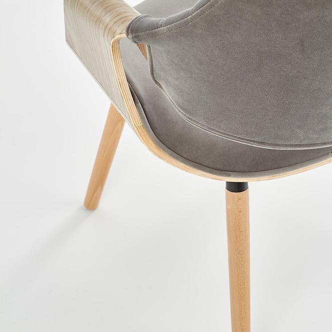 Szék K396 fa/velvet világos tölgy/hamu 56x55x77