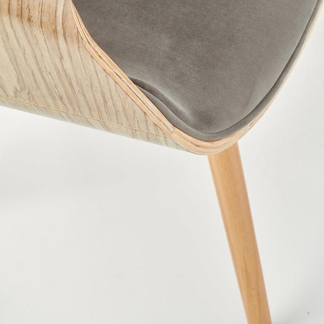 Szék K396 fa/velvet világos tölgy/hamu 56x55x77