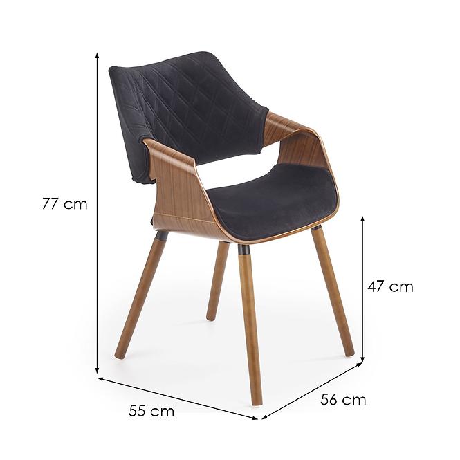 Szék K396 fa/velvet dió/fekete 56x55x77,13
