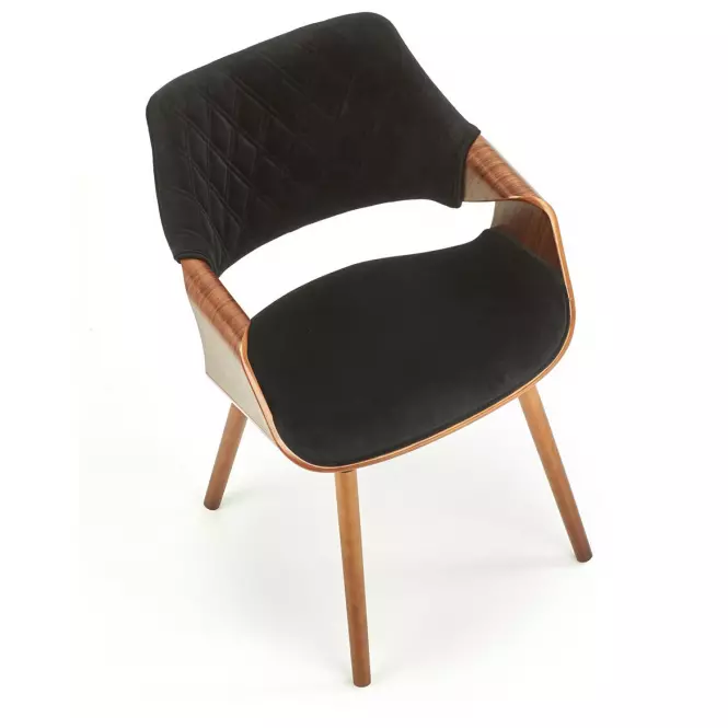 Szék K396 fa/velvet dió/fekete 56x55x77