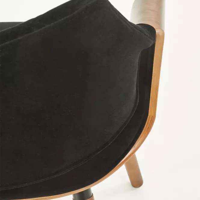 Szék K396 fa/velvet dió/fekete 56x55x77