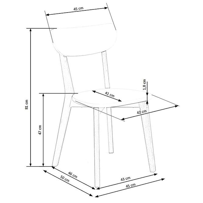 Szék Buggi fa/MDF fehér 45x50x81