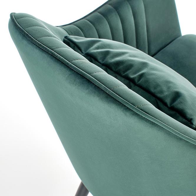 Szék K464 velvet/fém sötét  zöld  58x59x84
