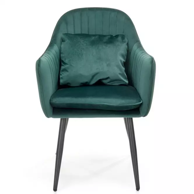 Szék K464 velvet/fém sötét  zöld  58x59x84