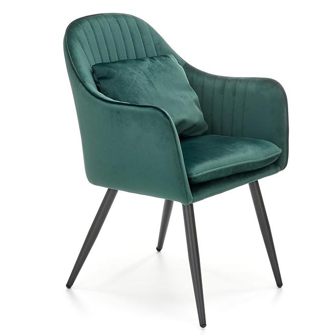 Szék K464 velvet/fém sötét  zöld  58x59x84